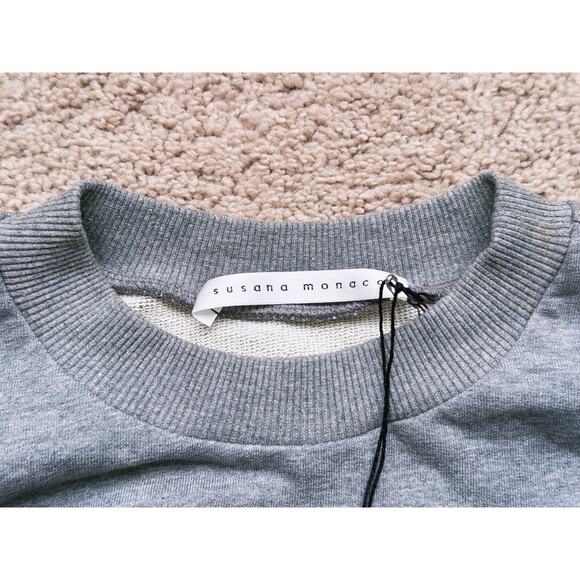 NWT Susana Monaco Cinched Knit Sweatshirt Blouson Bust Small Gray Capsule Layer - Picture 4 of 8